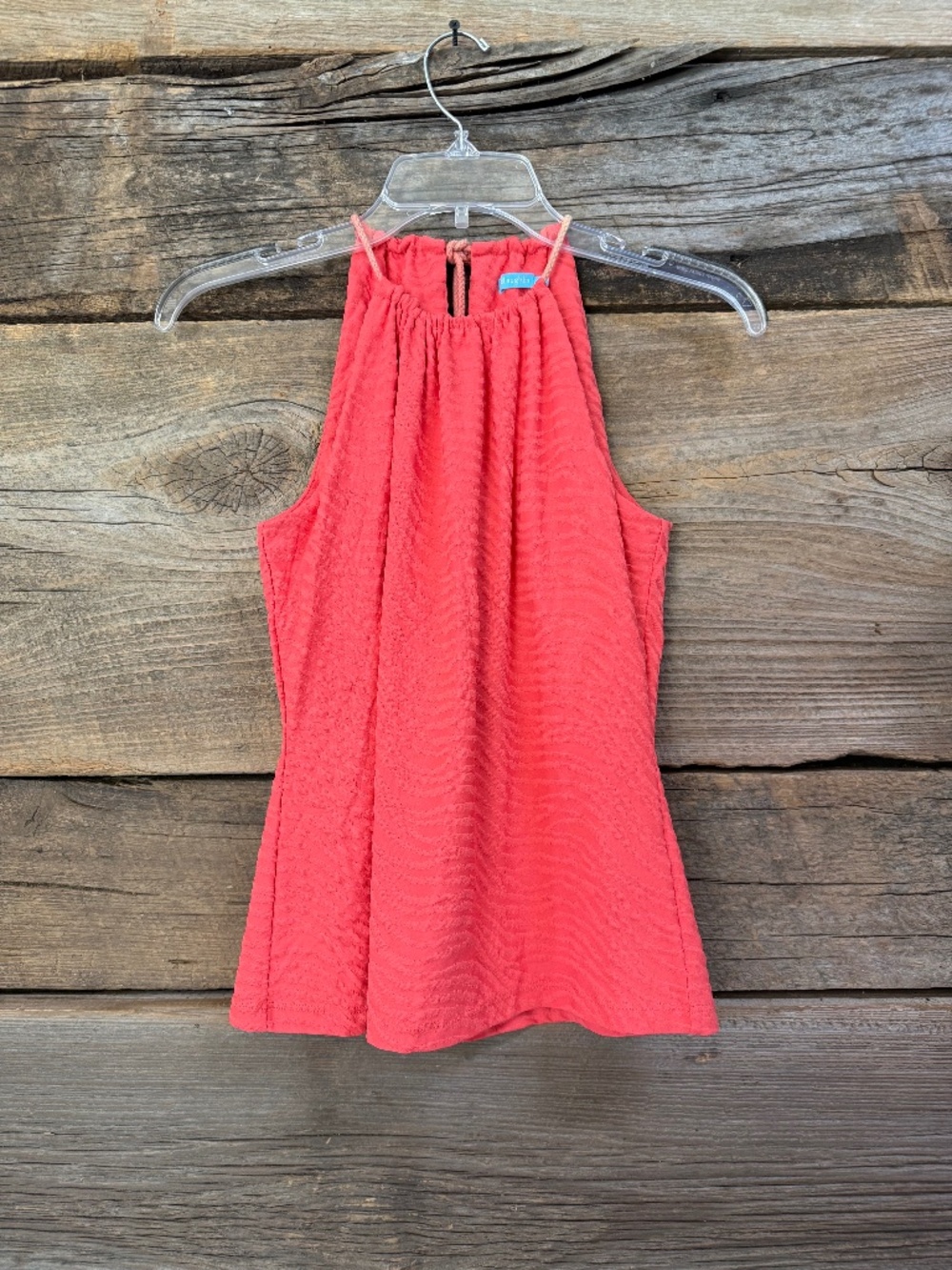NWT J. McLaughlin Radio Waves Jacquard Gather halter neck tank, coral, Small